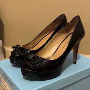 ANTONIO MELANI Glossy Black Bow Heels